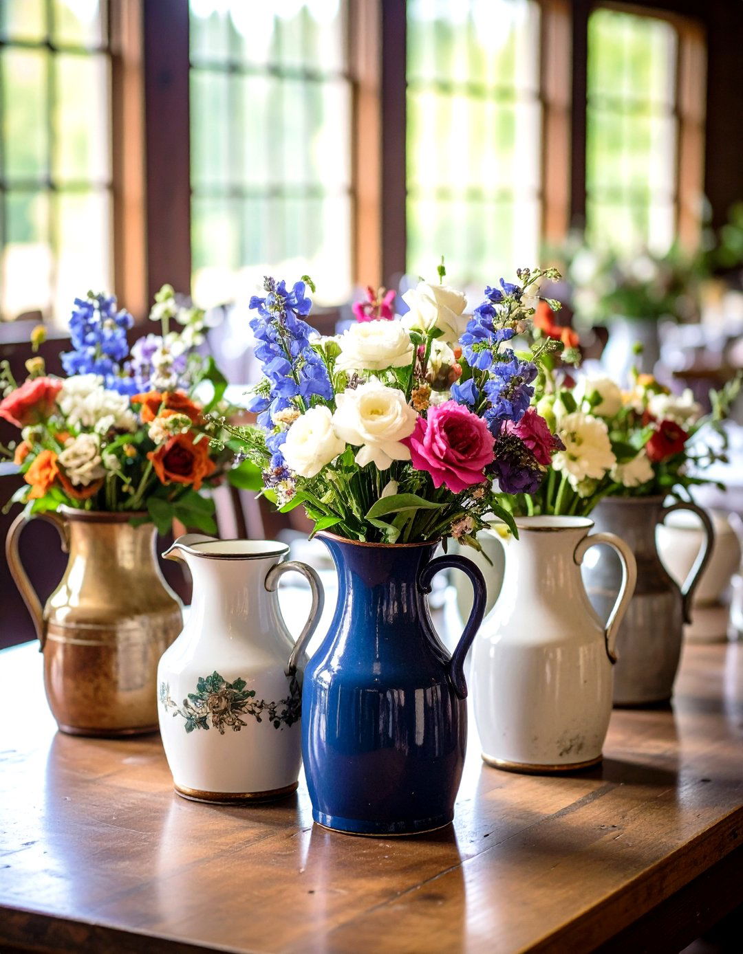 Antique Pitcher Collections - 24 Rustic Wedding Centerpieces