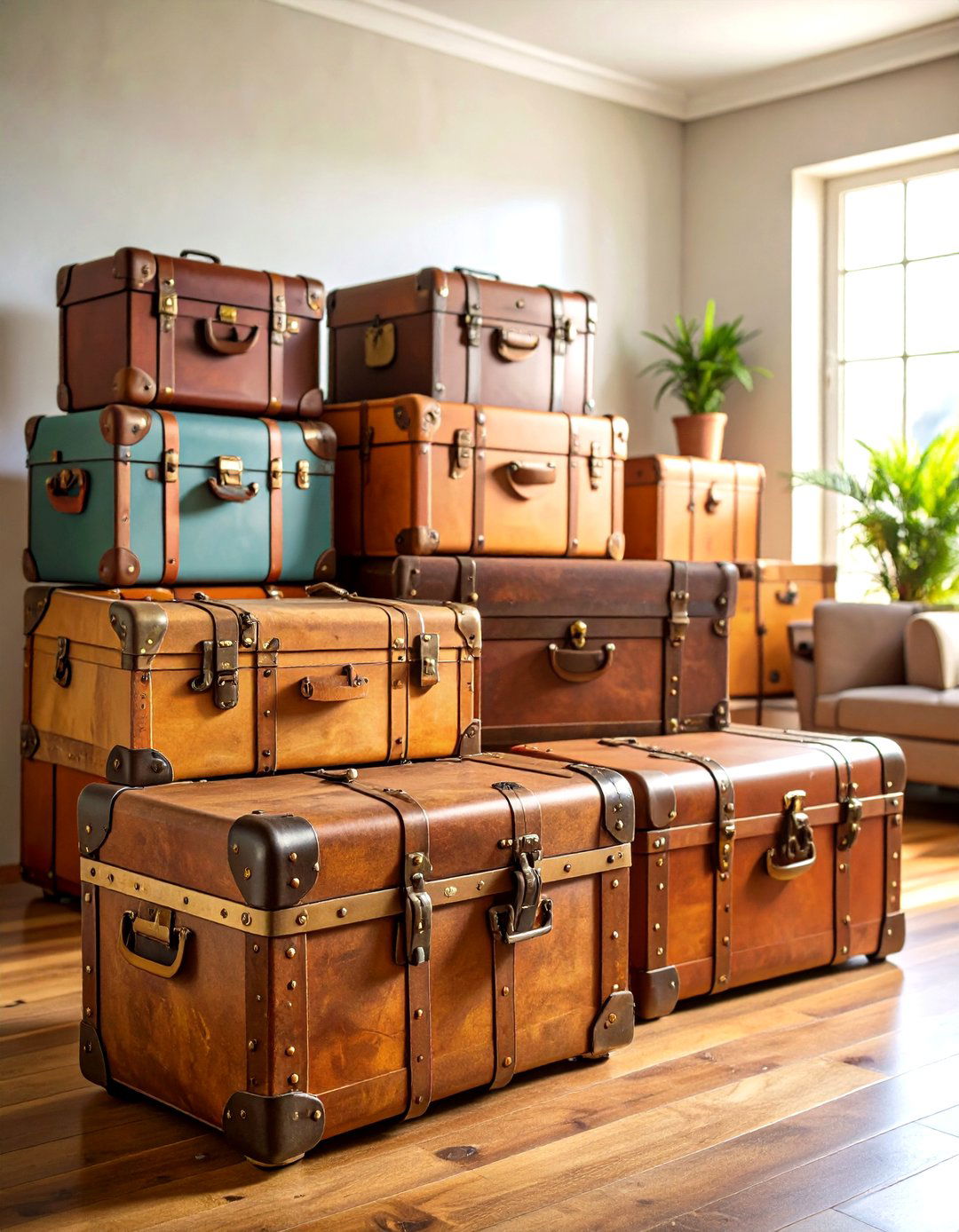 Antique Steamer Trunk Storage - 24 Steampunk Living Room Ideas