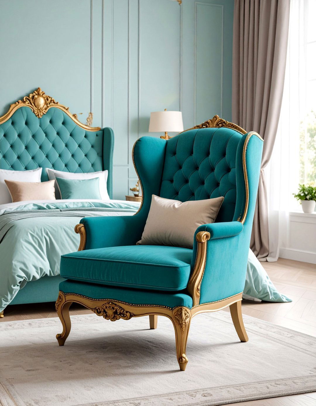 Antique Style Chair with Modern Upholstery - 24 Bedroom Seating Area Ideas