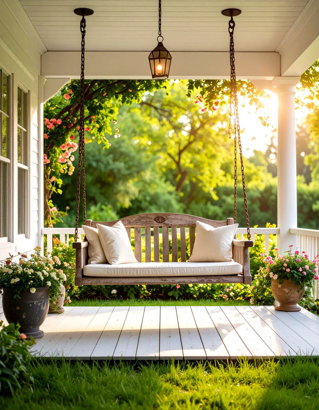 Antique Style Porch Swing with Vintage Hardware - 24 Front Porch Swing Ideas