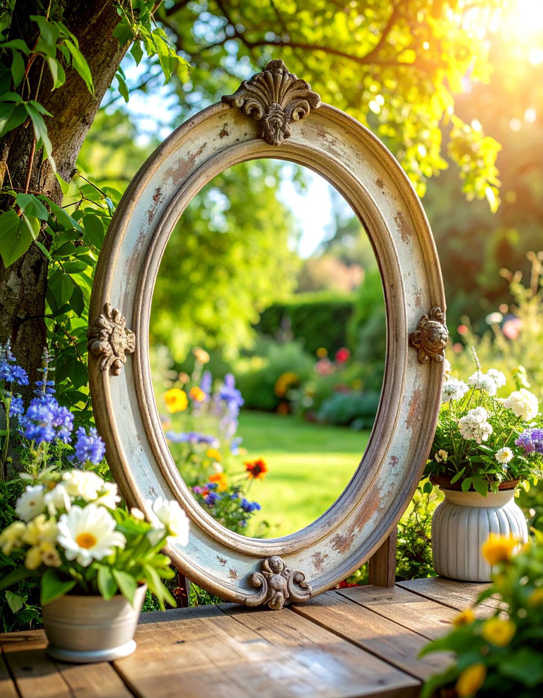 Antique Weathered Garden Mirrors - 24 Garden Mirror Ideas
