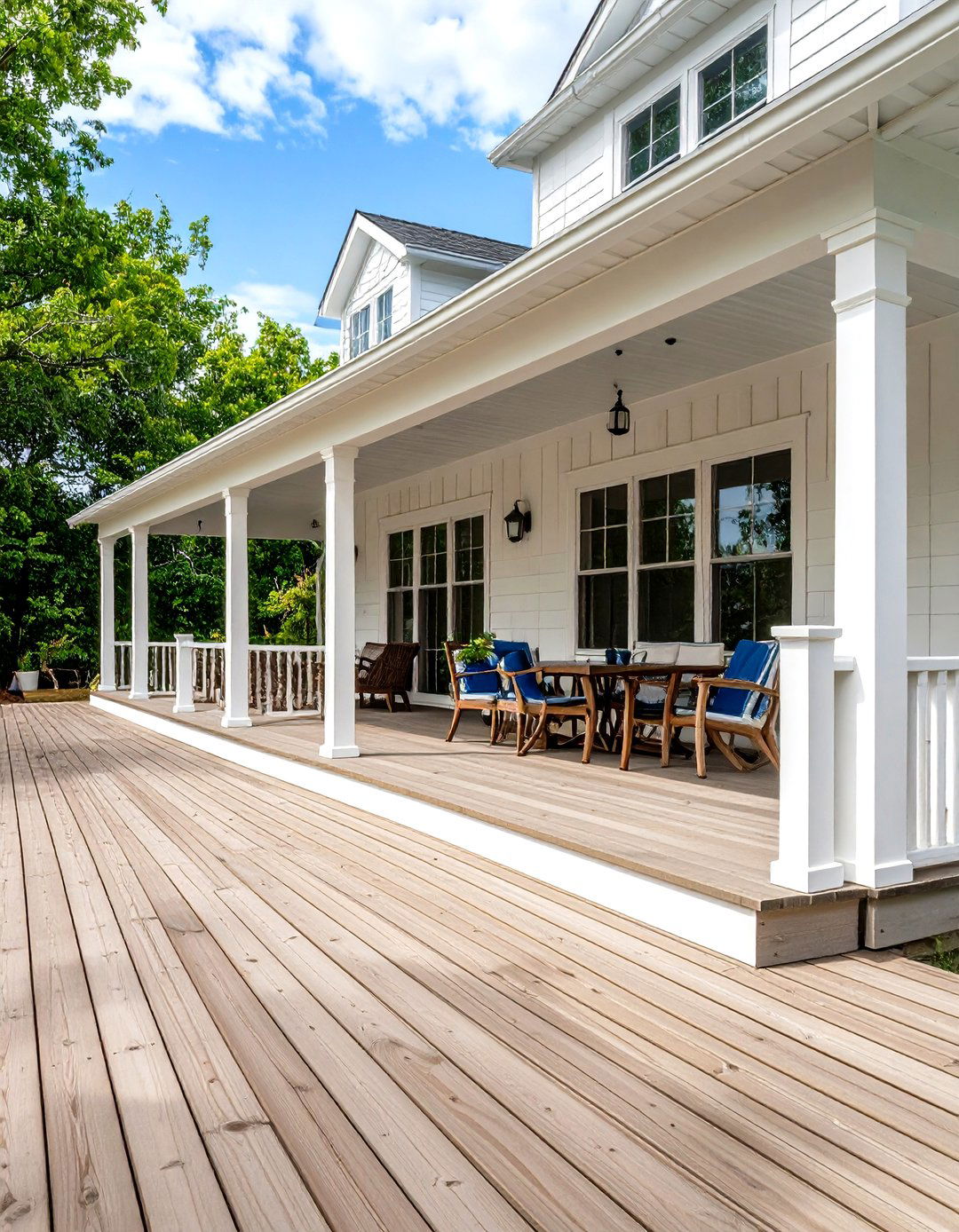 Antique White and Natural Wood Timeless Appeal - 24 Two Tone Deck Color Schemes