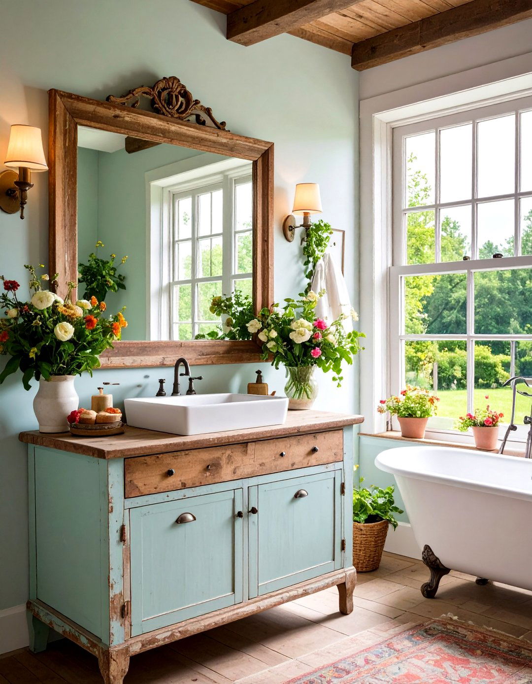 Antique Window Frame Mirrors - 24 Farmhouse Bathroom Mirrors Ideas