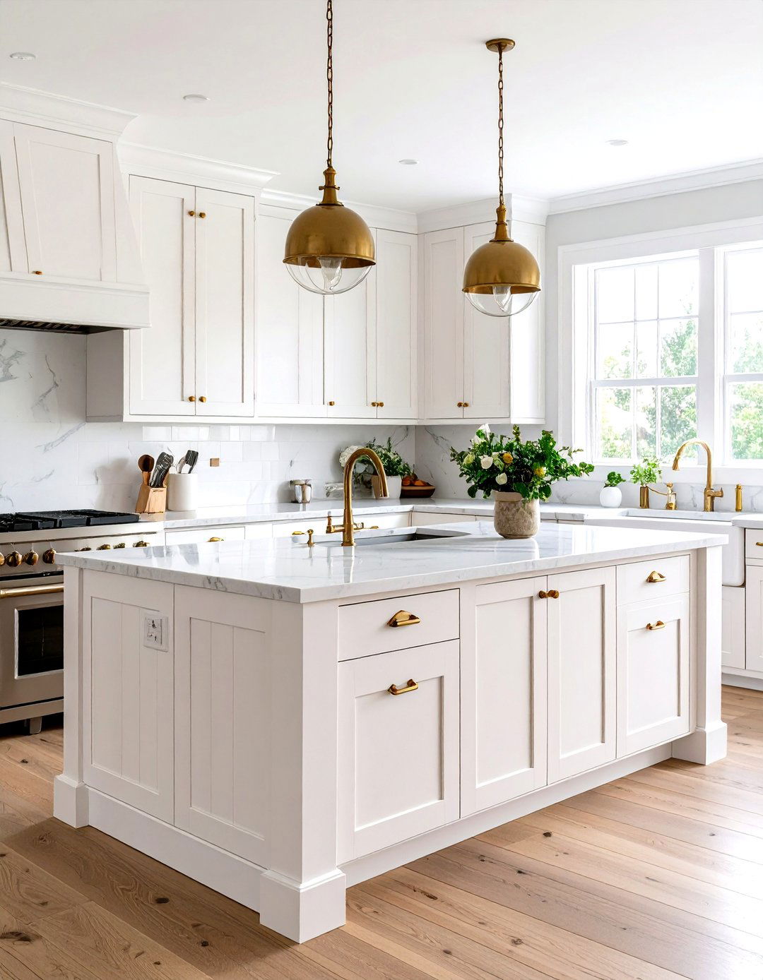 Antiqued White Shiplap with Vintage Hardware - 24 Kitchen Shiplap Ideas With Kitchen Island Ideas