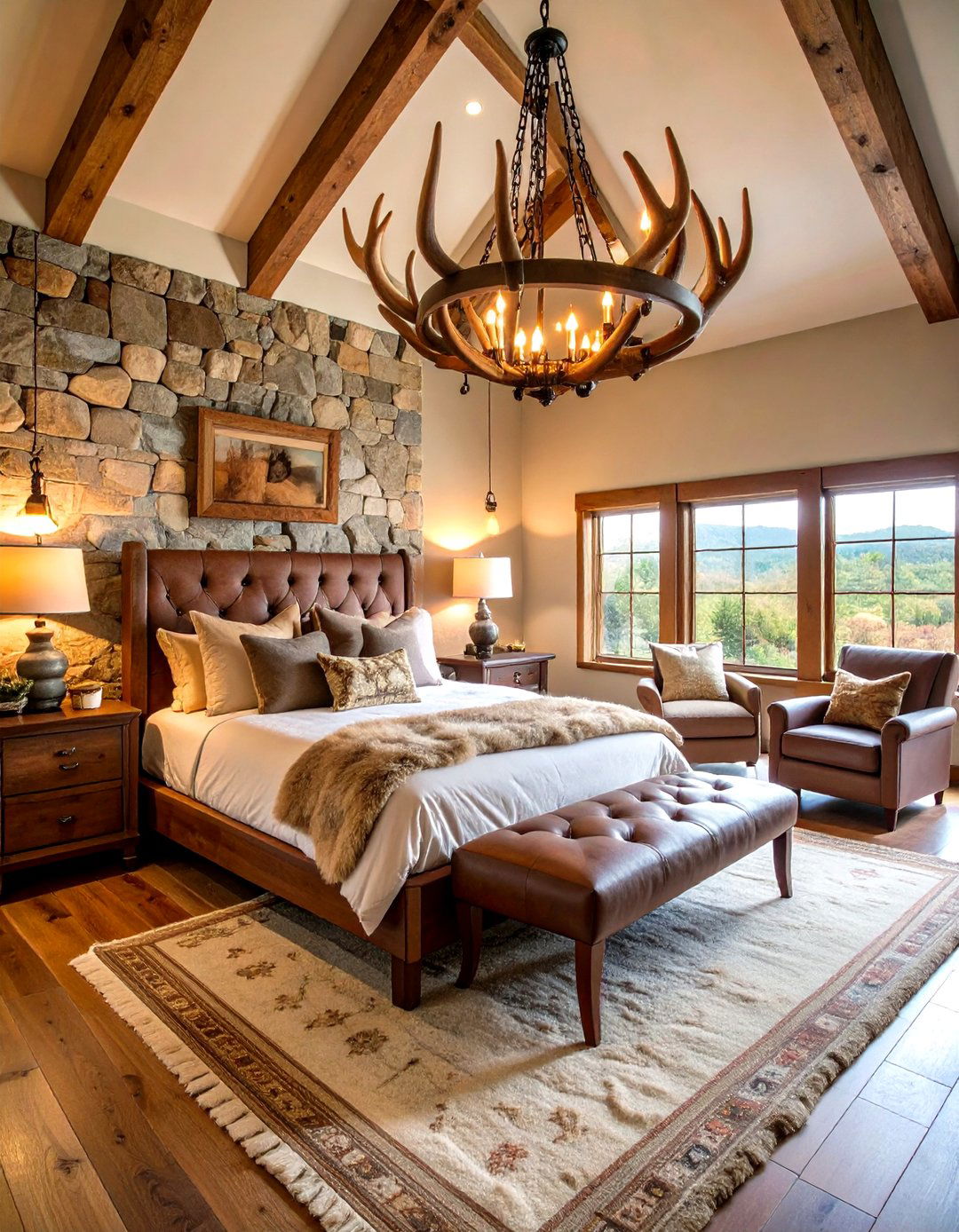 Antler Chandelier Bedroom - 24 Western Bedroom Ideas