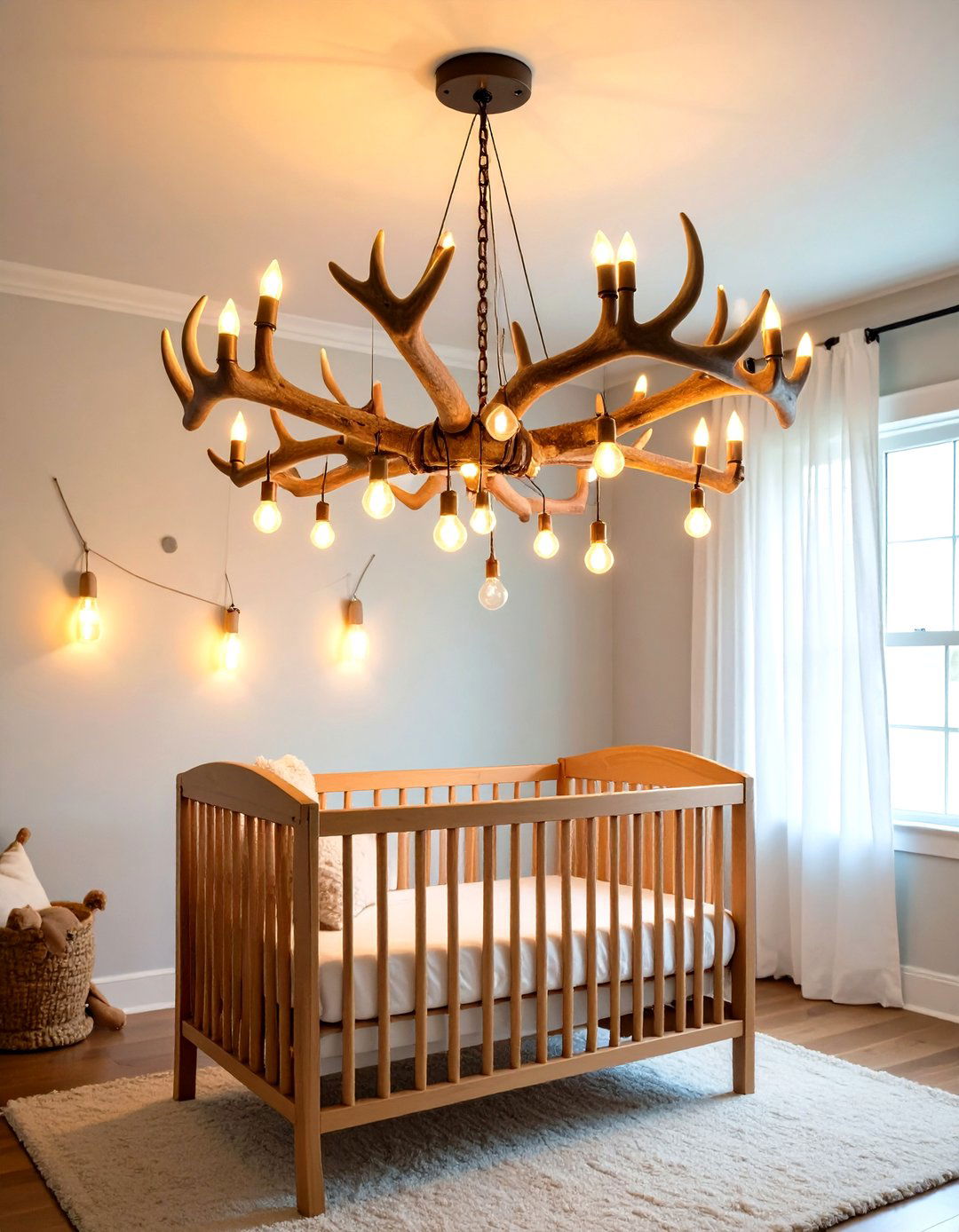 Antler Chandelier Statement - 24 Rustic Nursery Ideas