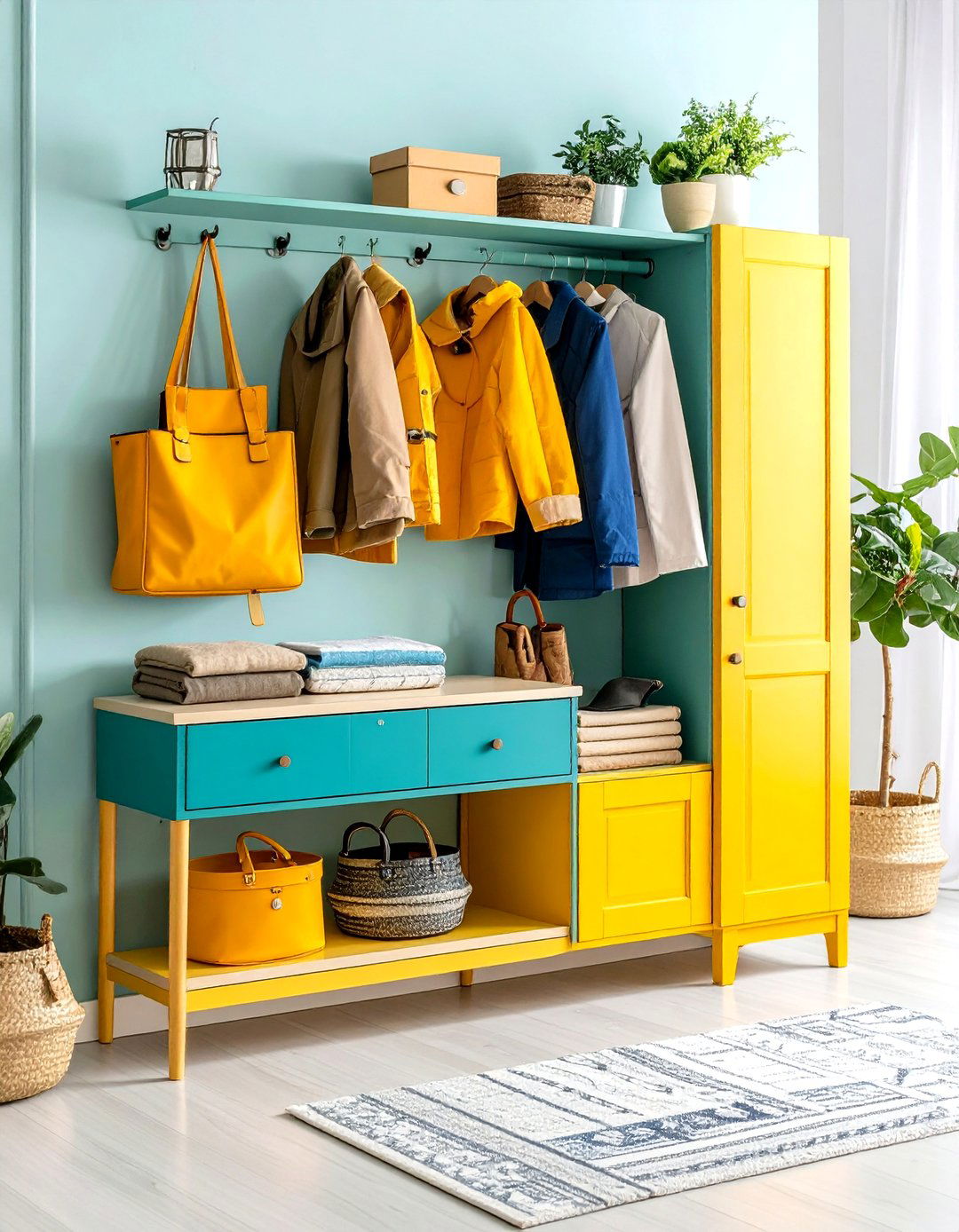 Apartment Sized Drop Zone with Over Door Storage - 24 Drop Zone Ideas