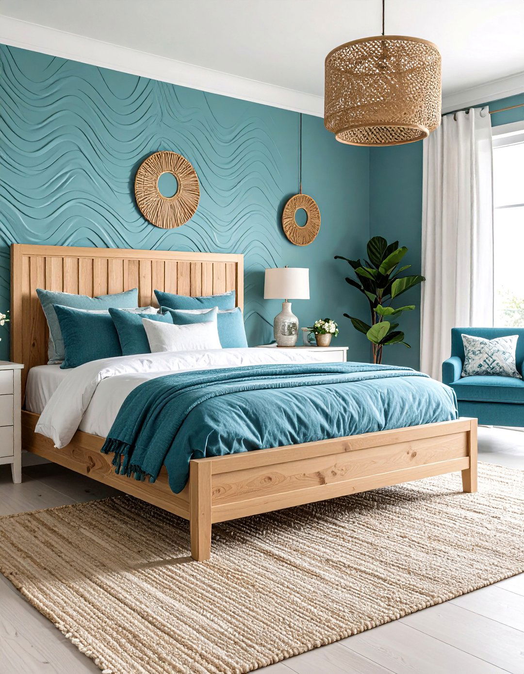 Aqua Blue Coastal Cool Retreat - 24 60s Bedroom Ideas