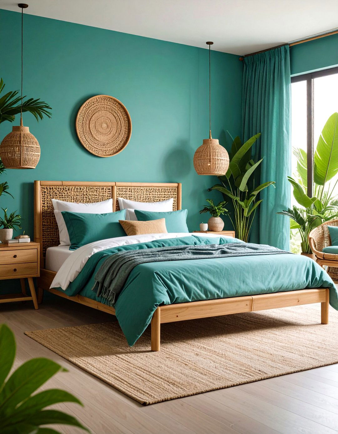 Aqua Green Tropical Bedroom - 24 Light Green Bedroom Ideas