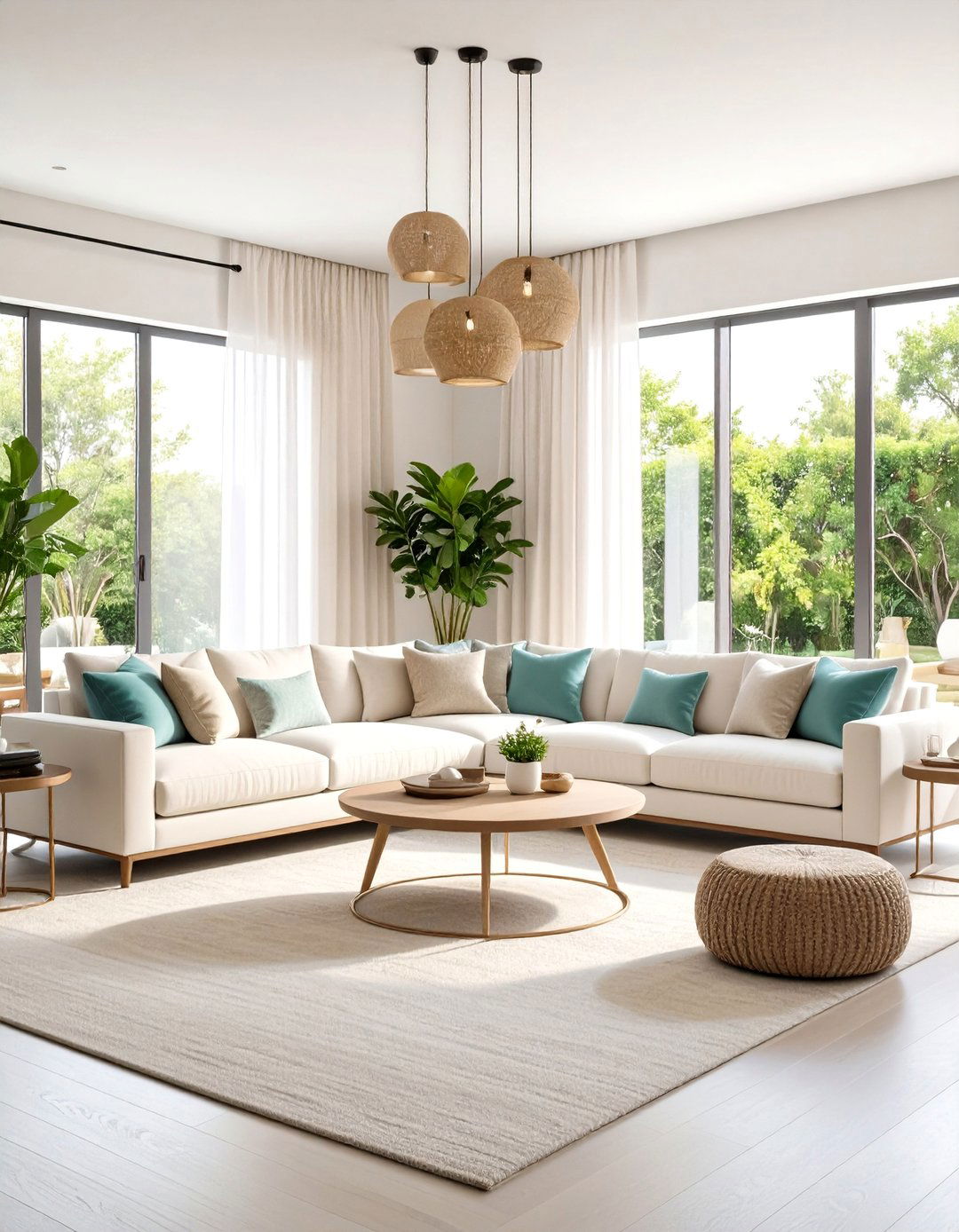 Aquamarine Modern Coastal Living Room - 24 blue and beige living room ideas