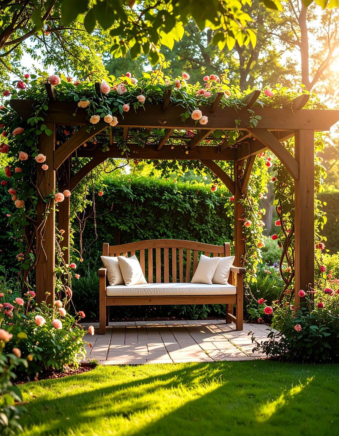 Arbor Bench with Overhead Shade - 24 Garden Bench Ideas