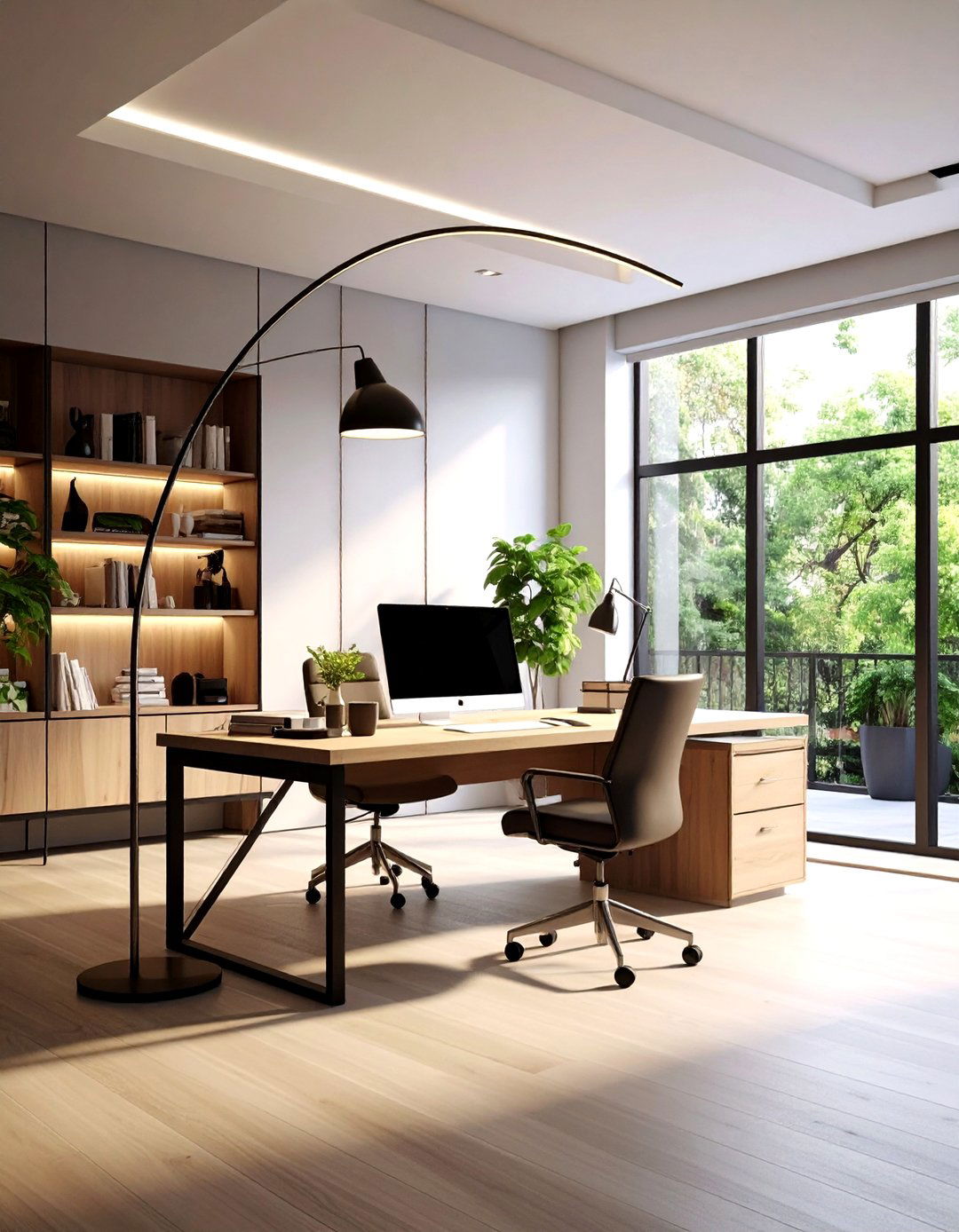 Arc Floor Lamp Task Lighting Solutions - 24 Home Office Lighting Ideas
