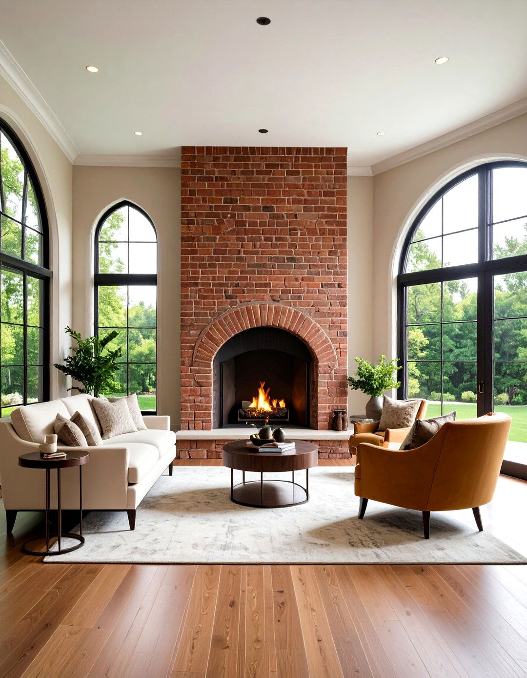 Arched Brick Fireplace Opening Design - 24 Brick Fireplace Ideas