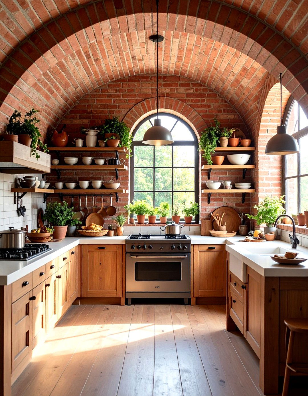 Arched Brick Kitchen Alcove - 24 Brick Accent Wall Ideas