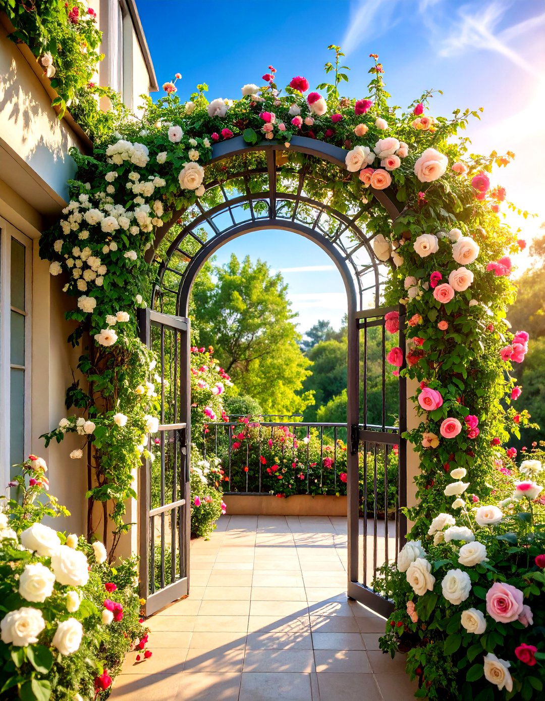 Arched Garden Entry Trellis - 24 Balcony Trellis Ideas