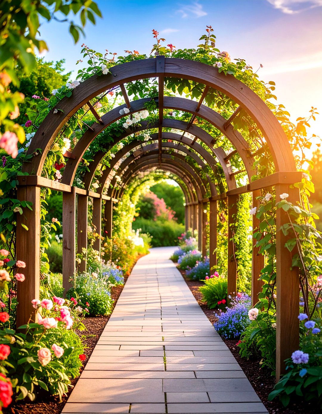 Arched Garden Trellis Tunnel for Walkway Coverage - 24 Garden Trellis Ideas