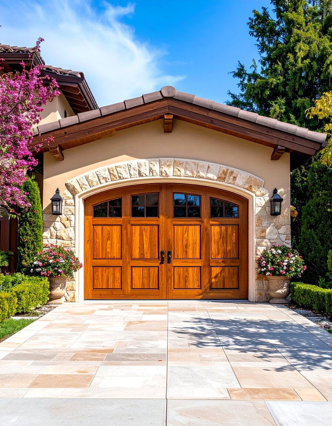 Arched Mediterranean Garage Door Trim - 24 Exterior Garage Door Trim Ideas