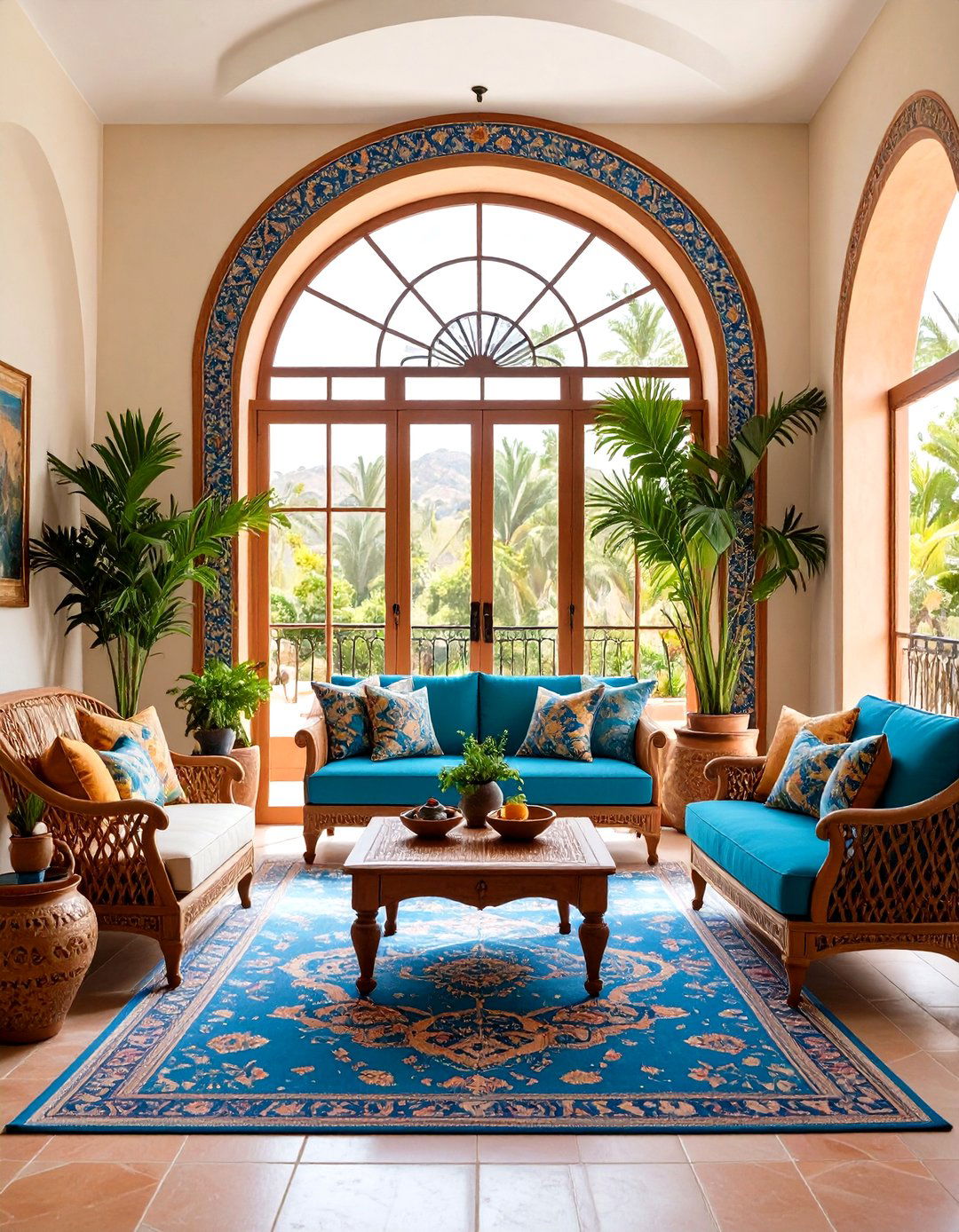 Arched Picture Windows with Tile Accents - 24 spanish style windows