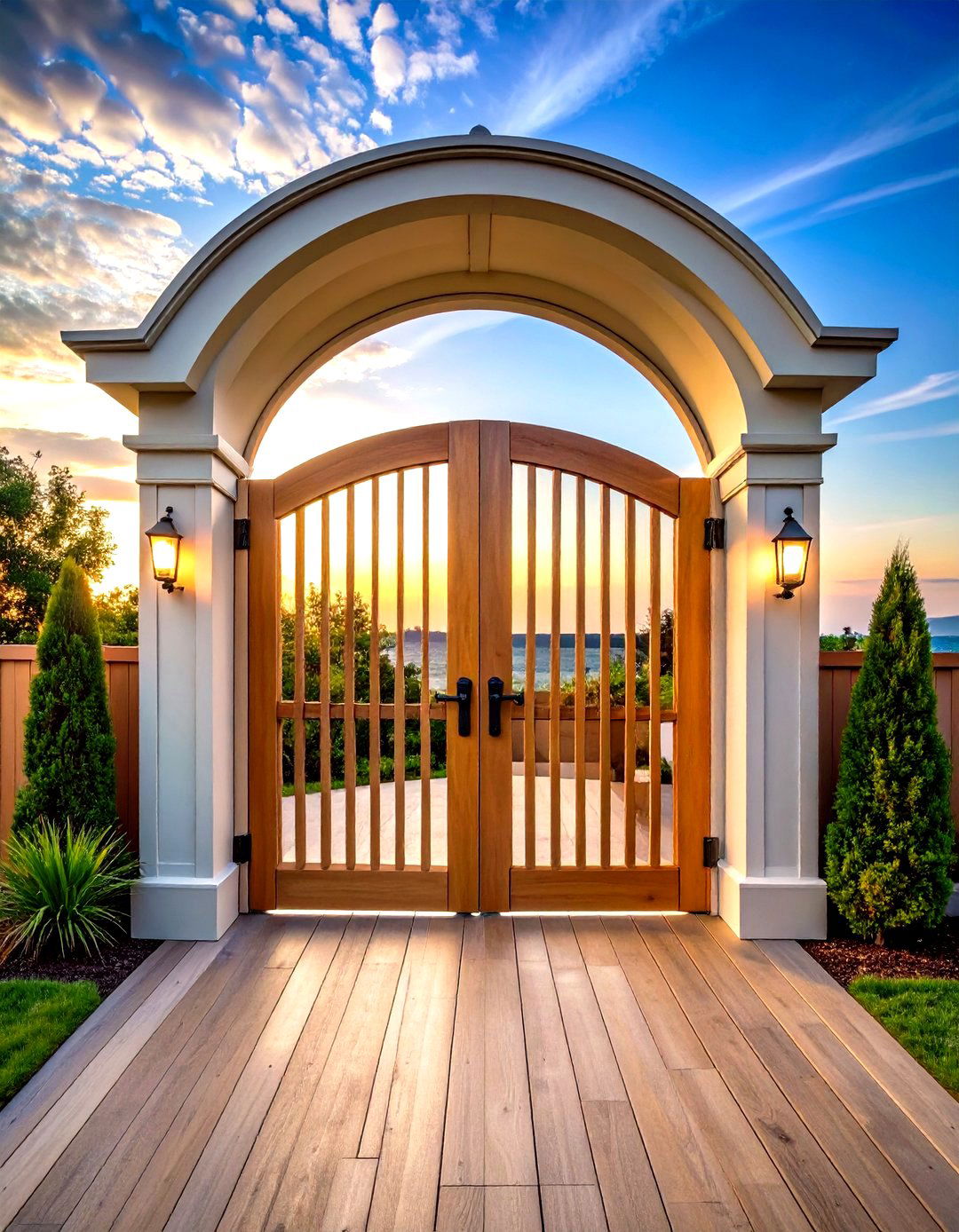 Arched Top Decorative Gate Style - 24 Deck Gate Ideas