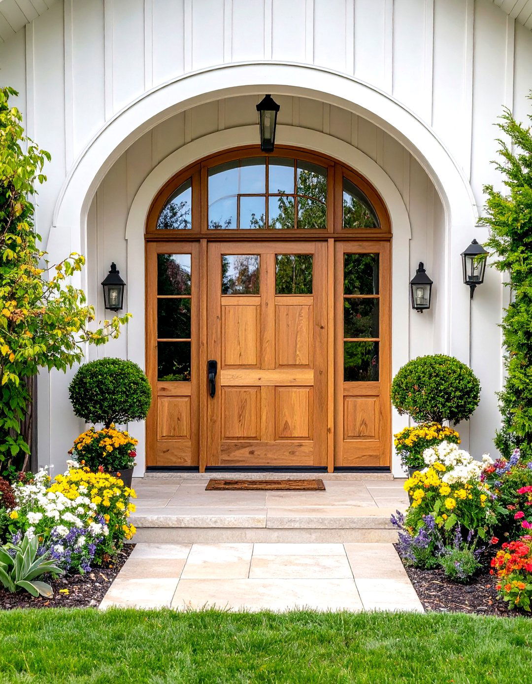 Arched Top Elegant Curves - 24 Farmhouse Front Door Ideas