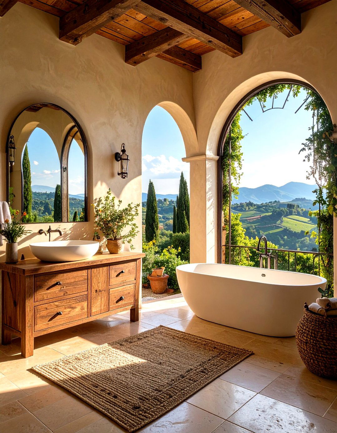 Arched Window Bathroom - 24 Tuscan Bathroom Ideas