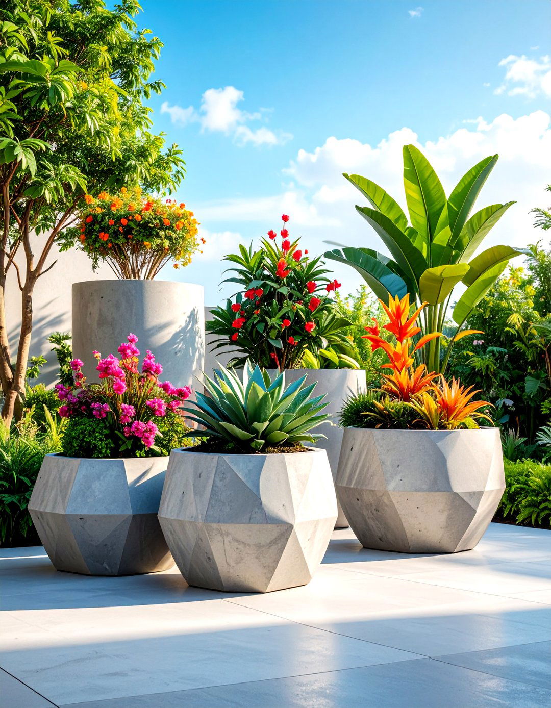 Architectural Concrete Planters - 24 Concrete Garden Ideas