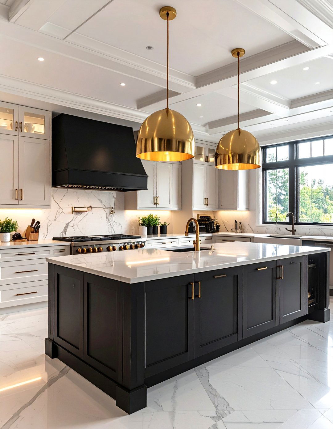 Architectural Details with Statement Elements - 24 black white and gold kitchen ideas