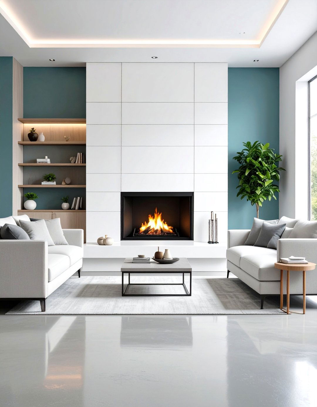 Arctic White Quartz Stacked Stone Fireplace - 24 Stacked Stone Fireplace Ideas