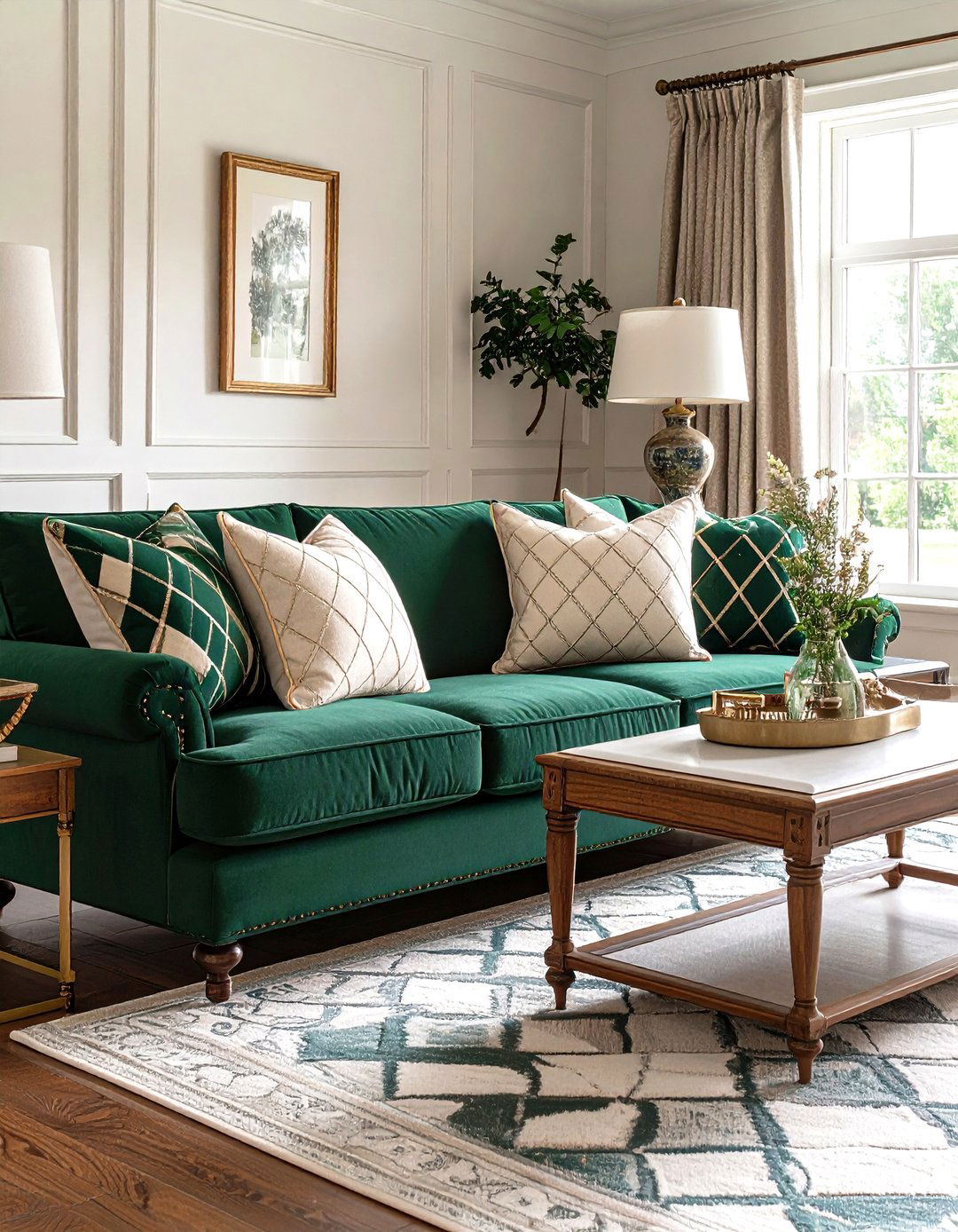 Argyle Diamond Living Room - 24 Preppy Living Room Ideas