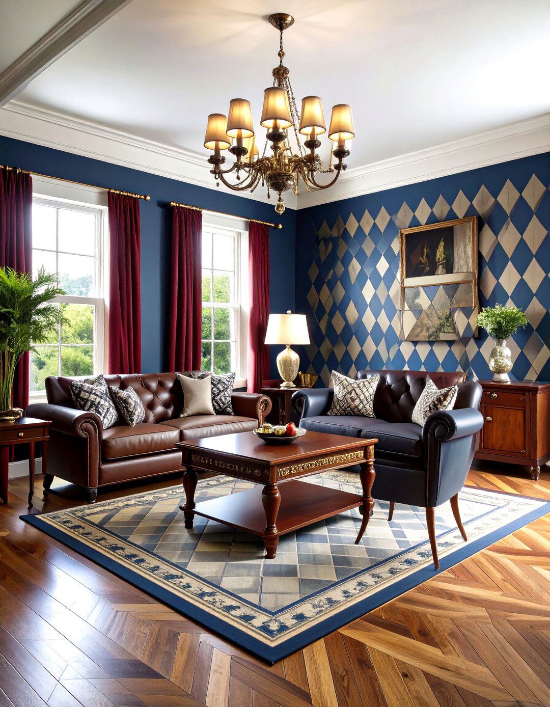 Argyle Pattern Game Room - 24 Preppy Room Ideas