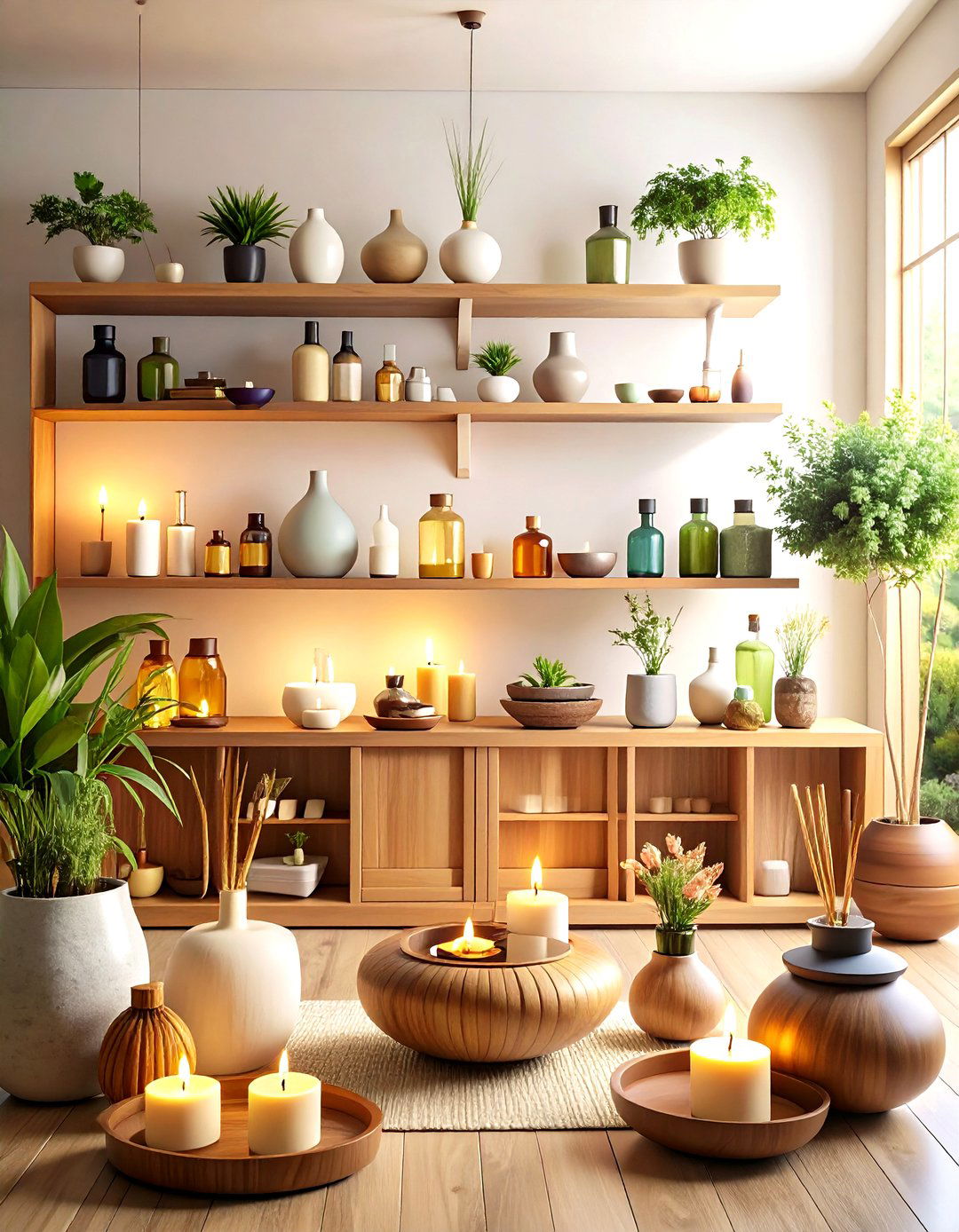 Aromatherapy Zen Corner with Essential Oils - 24 Zen Room Ideas