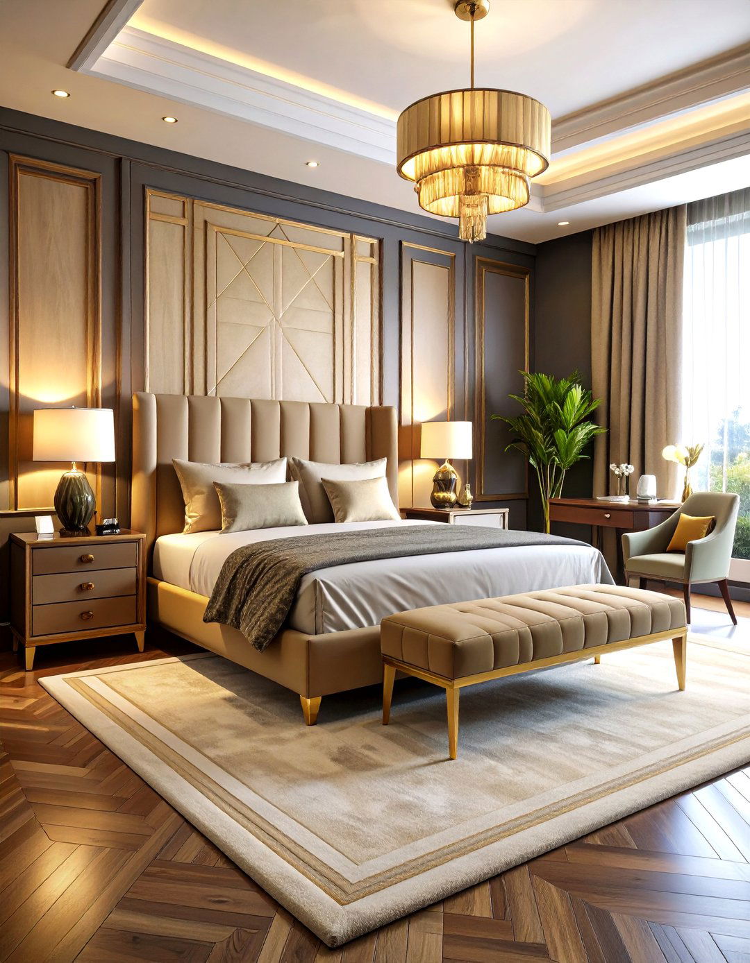 Art Deco Bedroom Office with Geometric Designs - 24 Bedroom Office Ideas