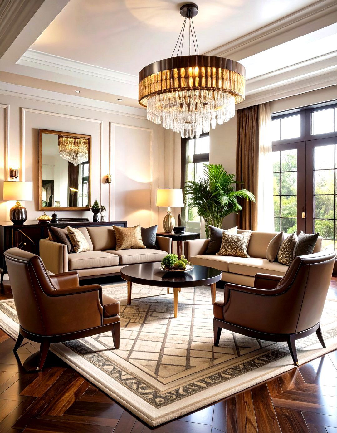 Art Deco Black Lacquer and Rich Mahogany Glamour - 24 Black and Brown Living Room Ideas