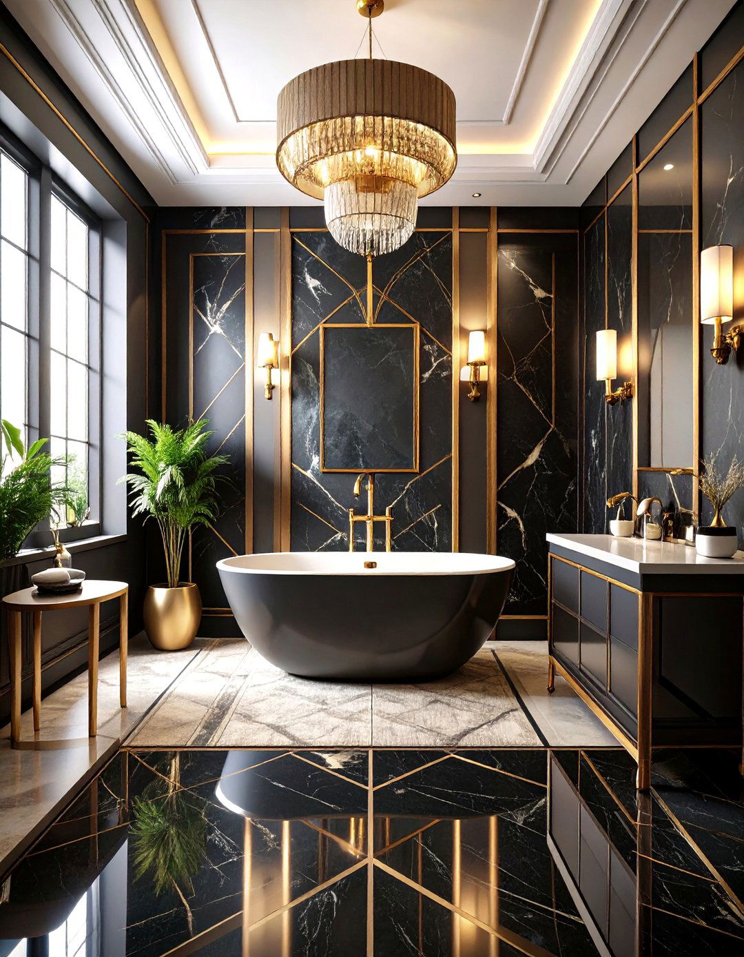 Art Deco Black Marble Design - 24 Black Marble Bathrooms