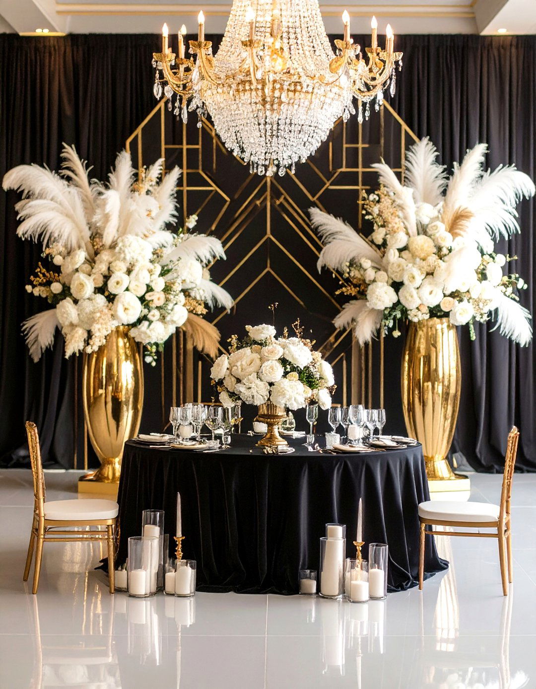 Art Deco Black and Pearl Wedding - 24 Black-Themed Wedding Ideas