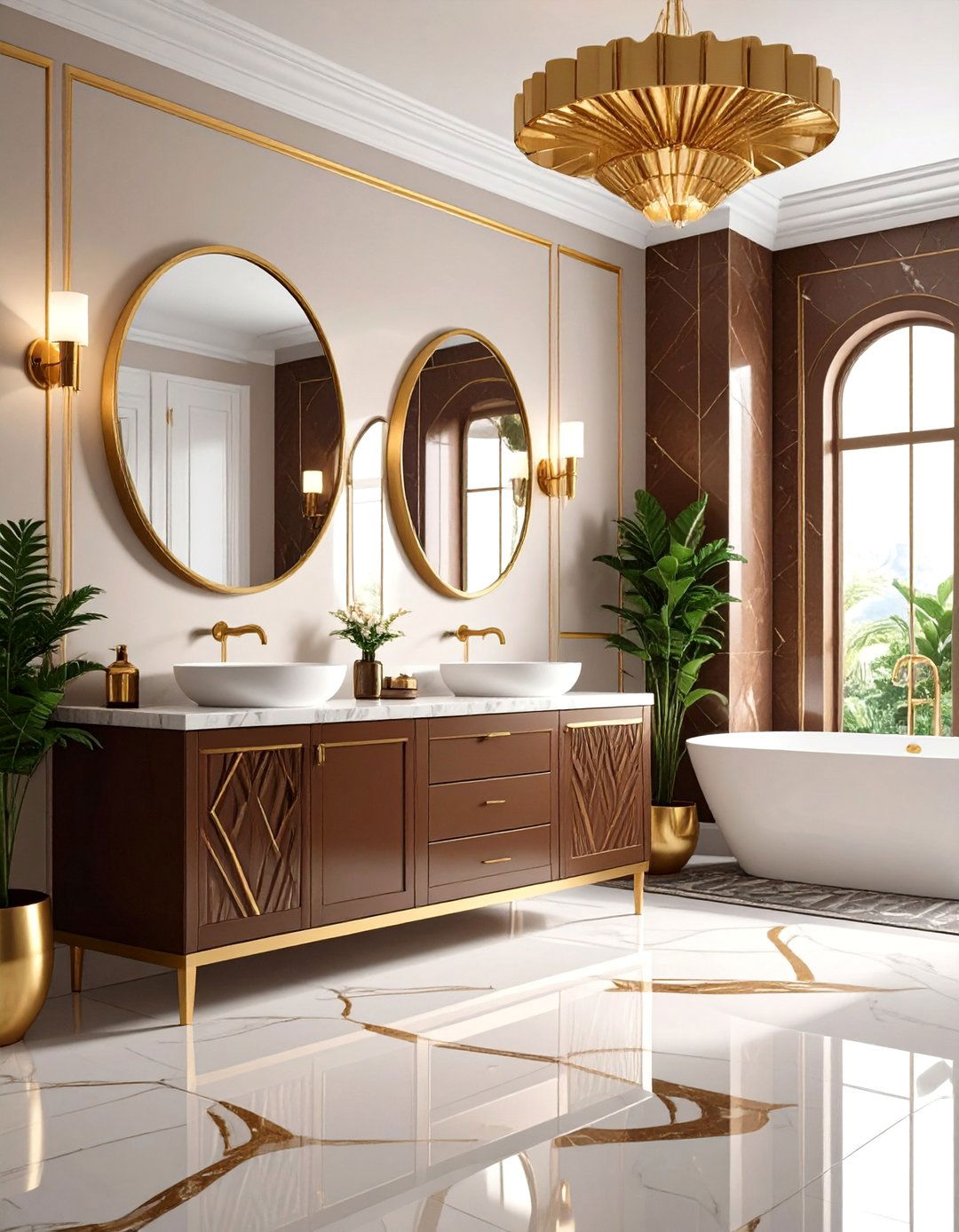 Art Deco Brown Glamour - 24 Brown Bathroom Ideas