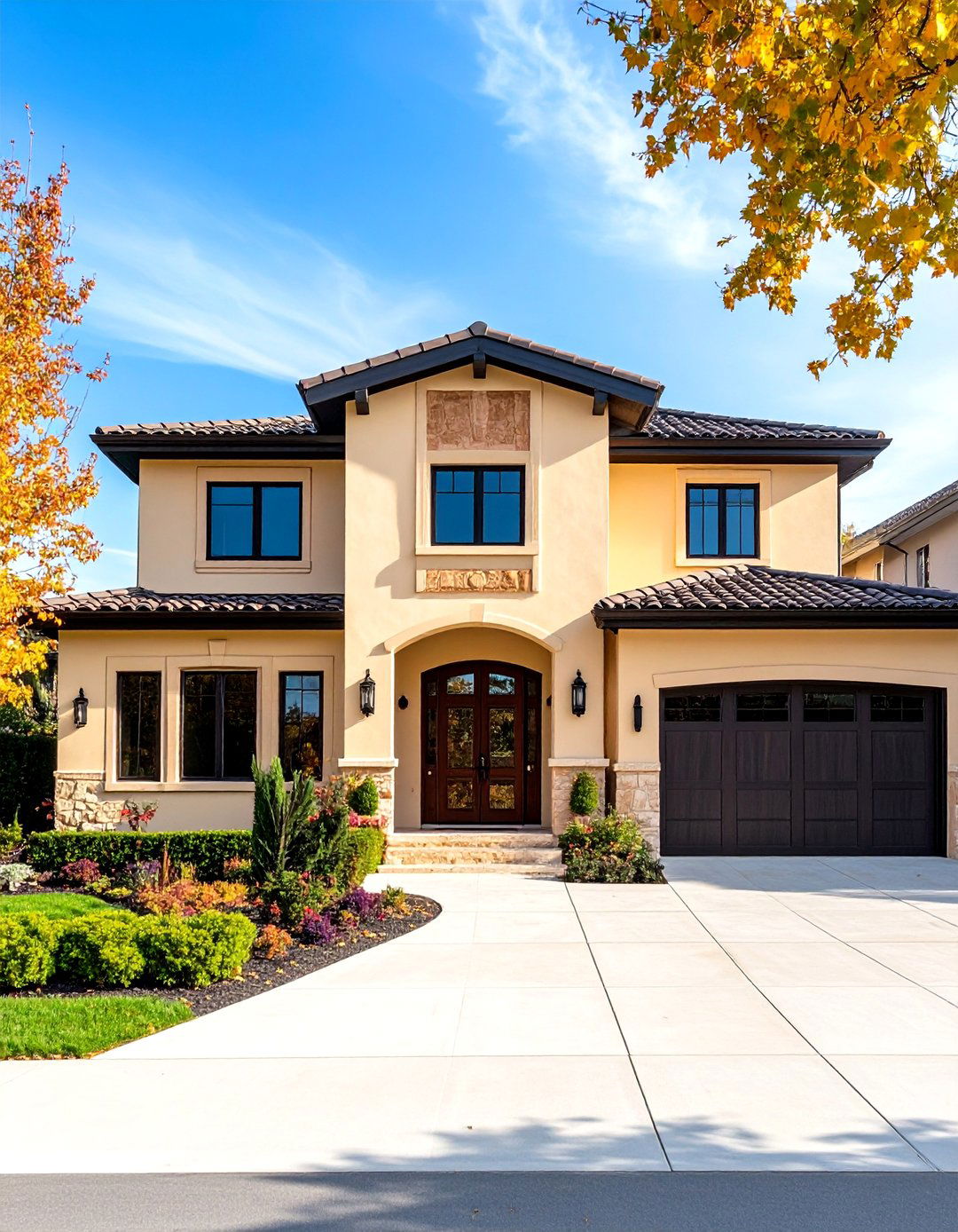 Art Deco Brown Terra Cotta with Cream Stucco - 24 Cream and Brown House Exterior Ideas