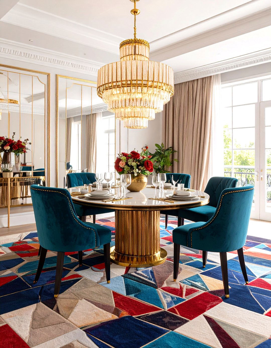 Art Deco Carpeted Dining Room - 24 Carpeted Dining Room Ideas