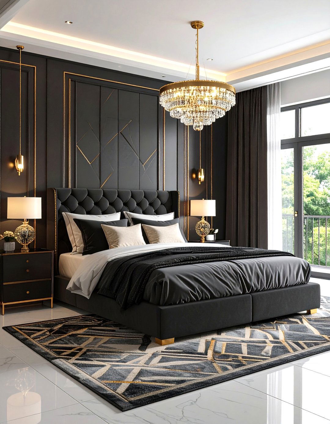 Art Deco Charcoal Glamour - 24 Charcoal Bedroom Ideas