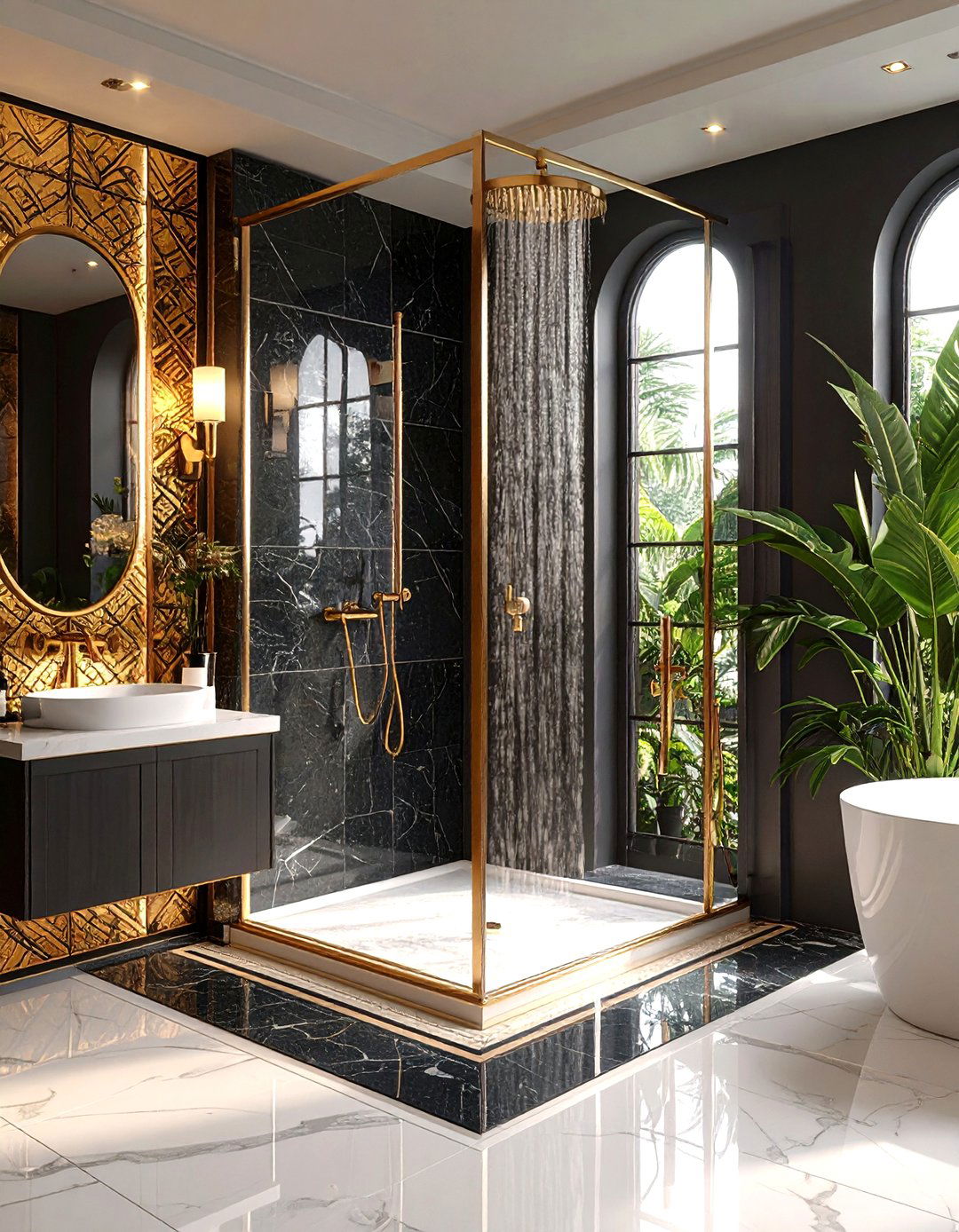 Art Deco Corner Shower Design - 24 Corner Shower Ideas
