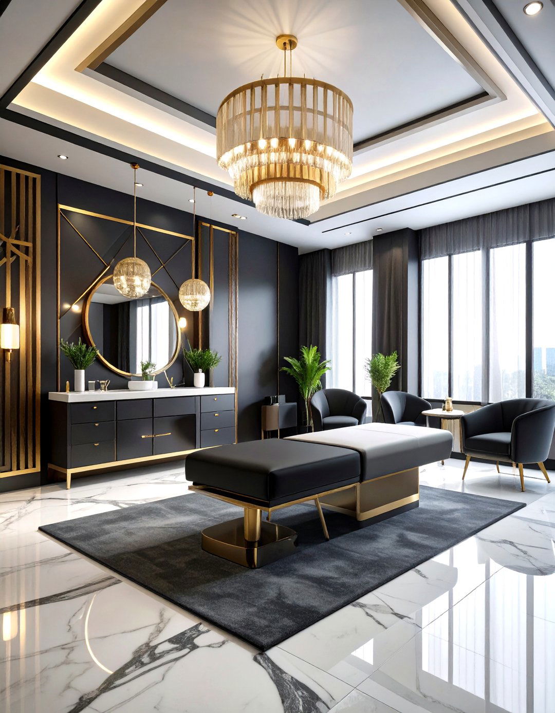 Art Deco Facial Treatment Salon - 24 Facial Room Ideas