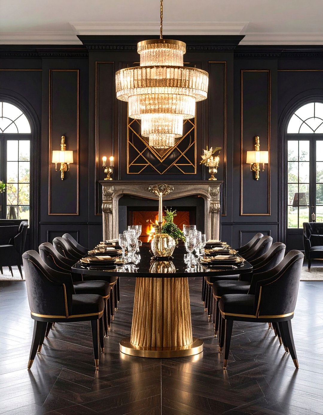 Art Deco Geometric Fireplace - 24 Dining Room With Fireplace