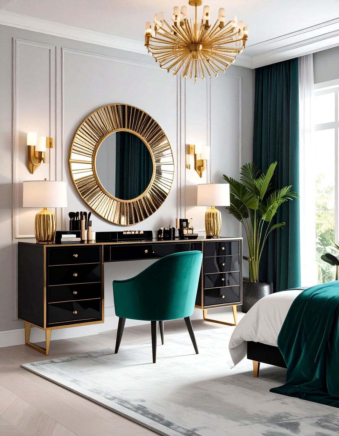 Art Deco Geometric Luxury Suite - 24 Makeup Room Ideas