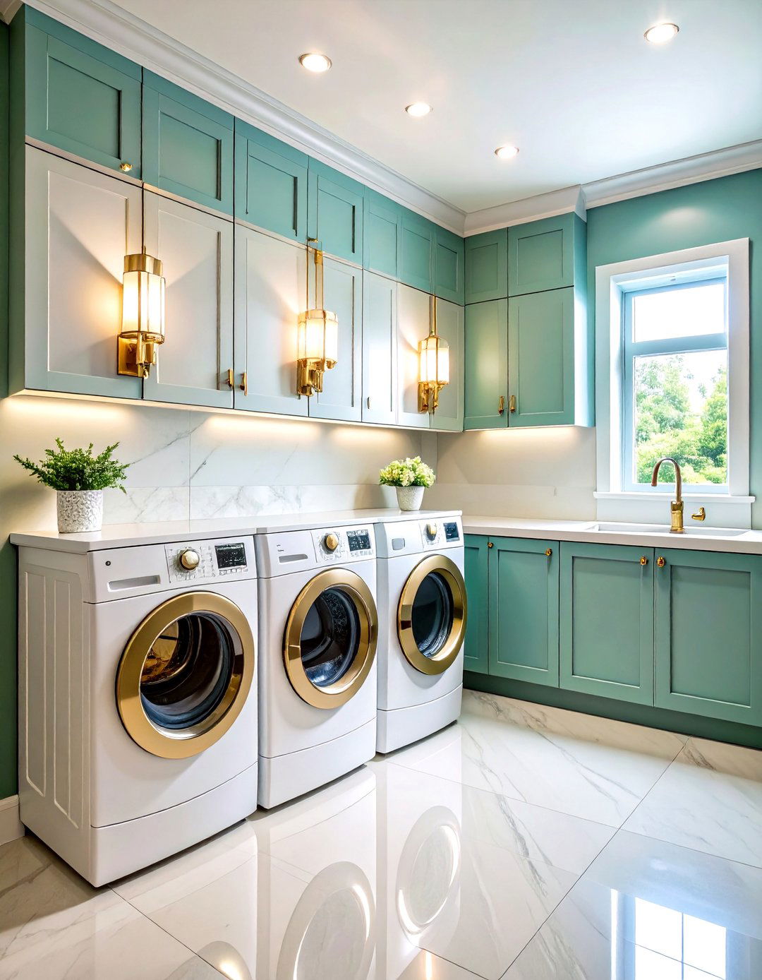 Art Deco Geometric Wall Sconces - 24 Laundry Room Lighting Ideas