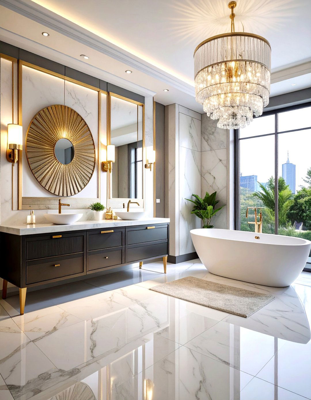 Art Deco Glamour Bathroom - 24 Aesthetic Bathroom Ideas