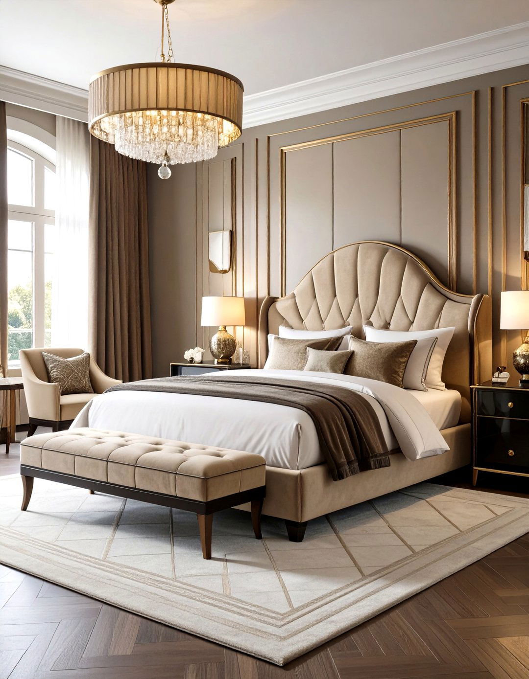 Art Deco Glamour Black and Beige Bedroom Suite - 24 Black and Beige Bedroom Design Ideas