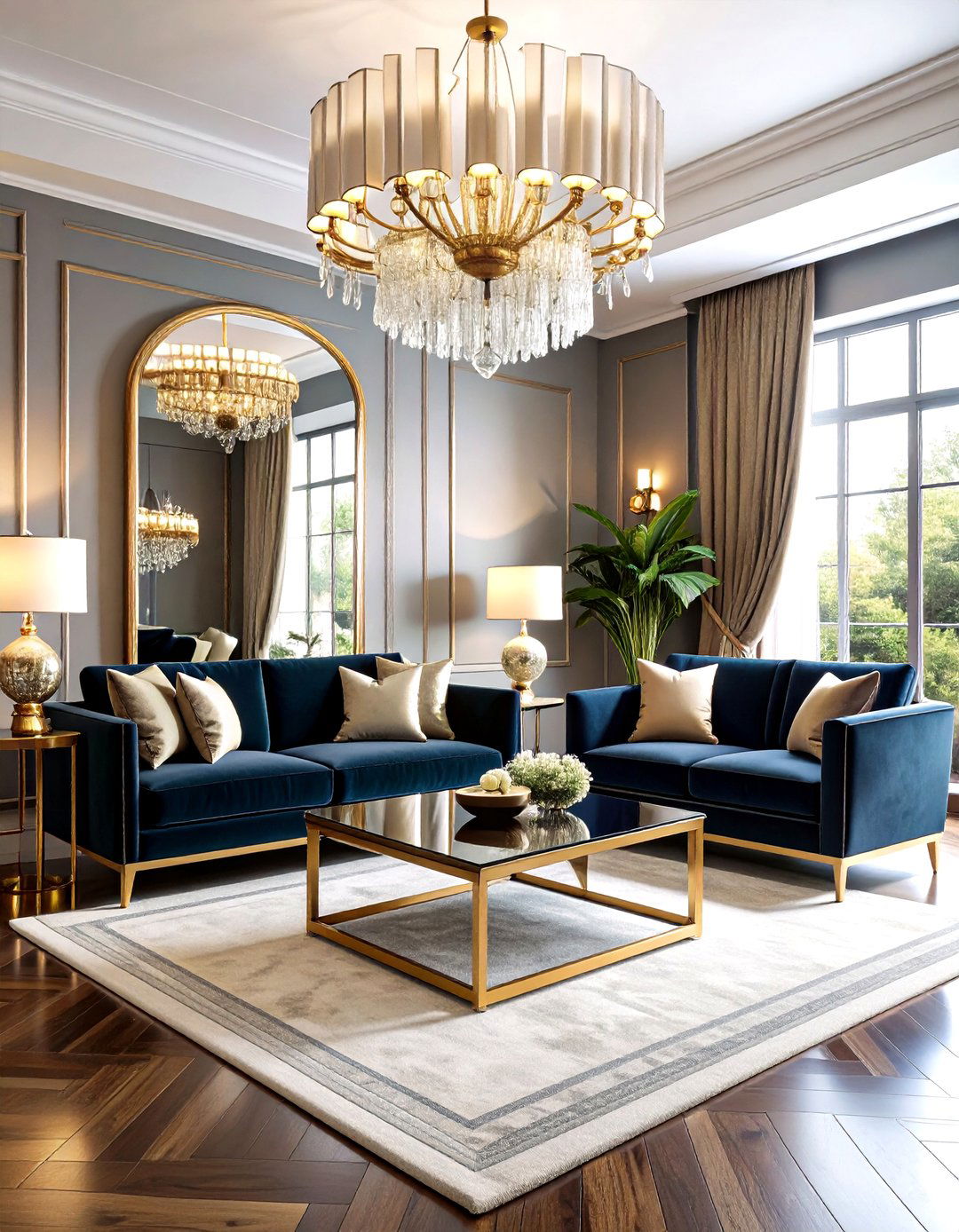 Art Deco Glamour Living Room with Metallic Accents - 24 Small Living Room Ideas
