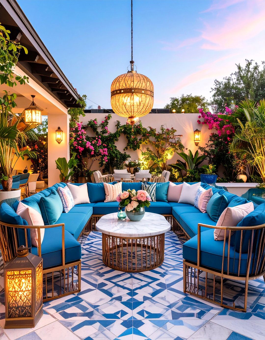 Art Deco Glamour Patio - 24 Outdoor Dining Area Ideas