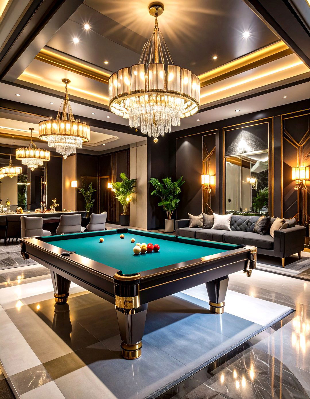 Art Deco Glamour Pool Room - 24 Pool Table Room Ideas