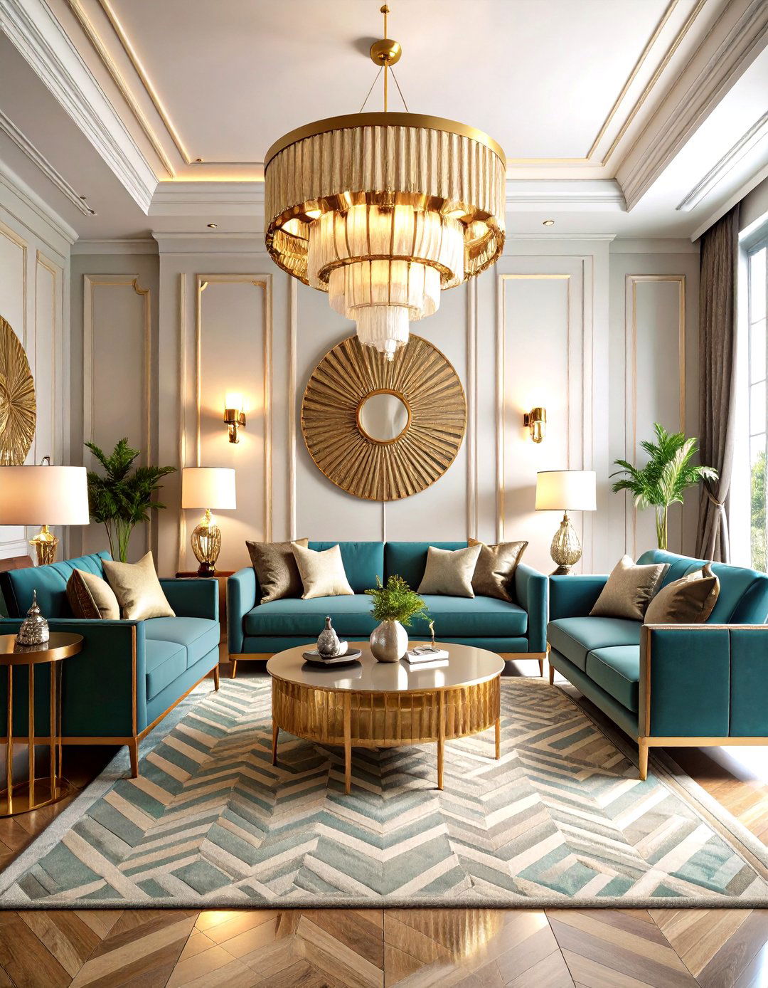 Art Deco Glamour Theme - 24 Cream and Gold Living Room Ideas